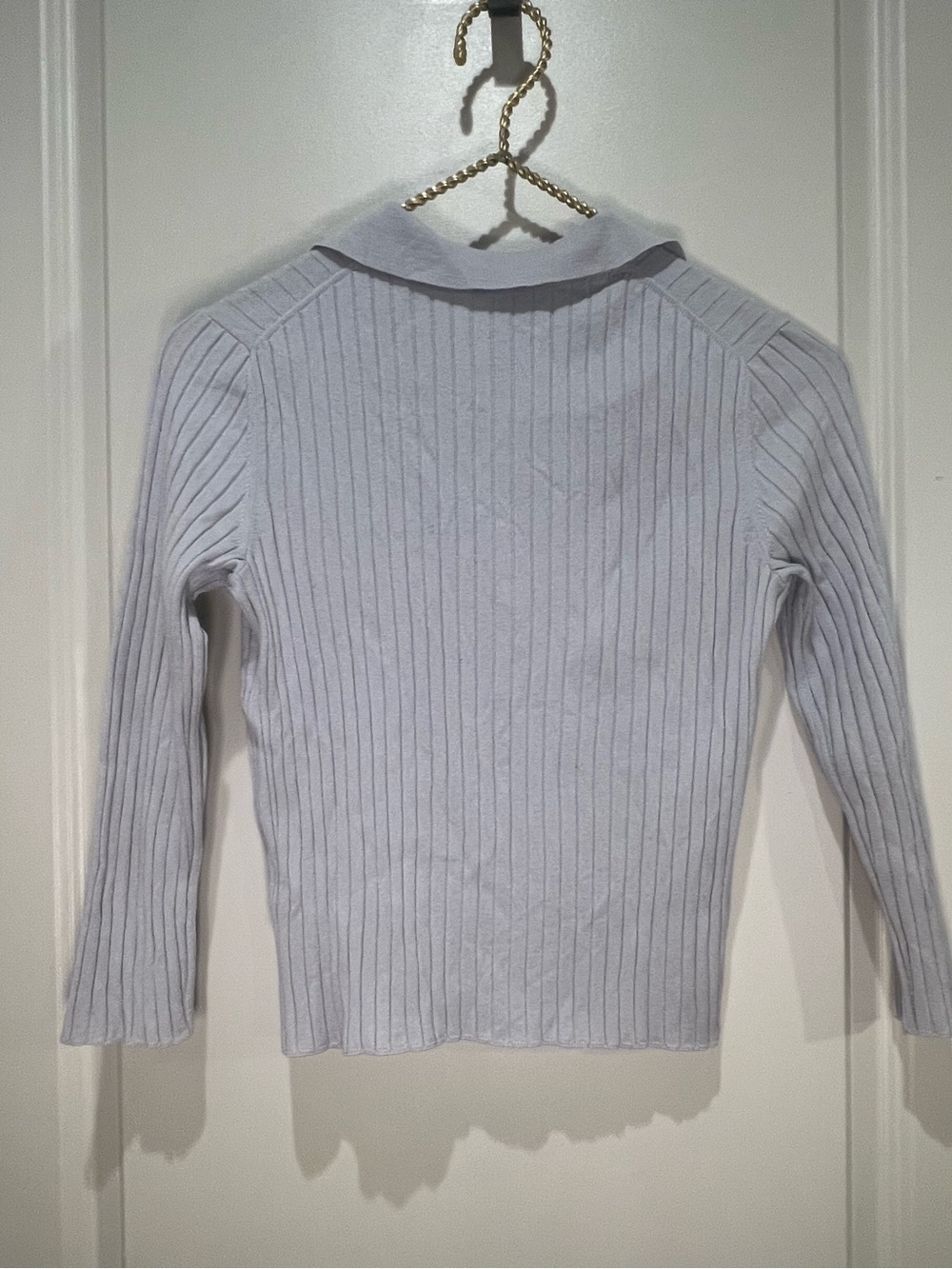 Vince Ribbed Wool Three Quarter Sleeve Polo Sweater Size M - Picture 3 of 5